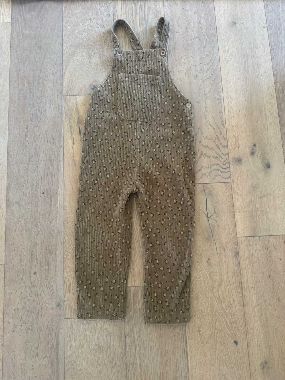 Zara Girls Ribbed Floral Overalls Size 4-5 Years